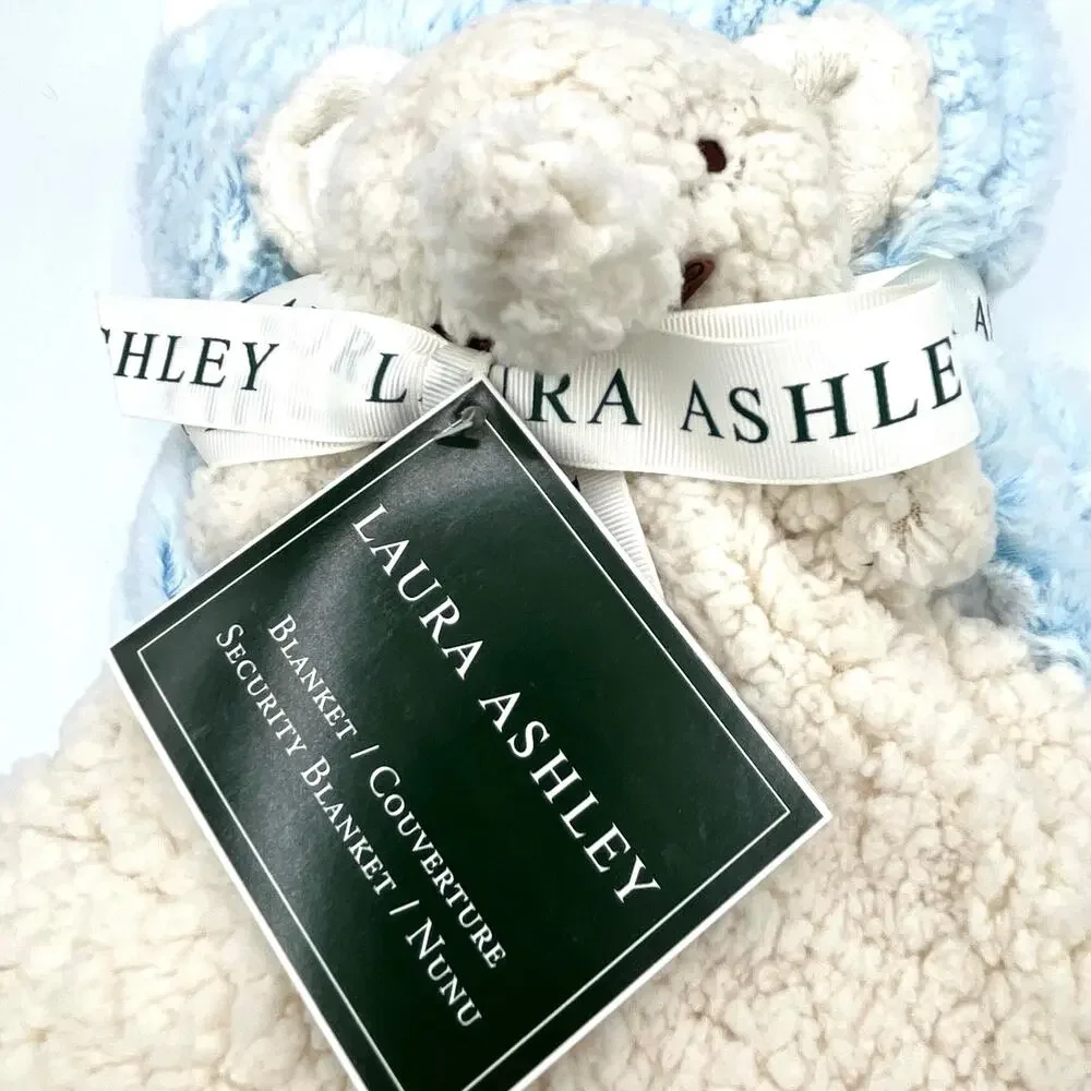 Laura Ashley ZigZag Sherpa Baby Blanket & Elephant Lovey 2-Piece Set NEW